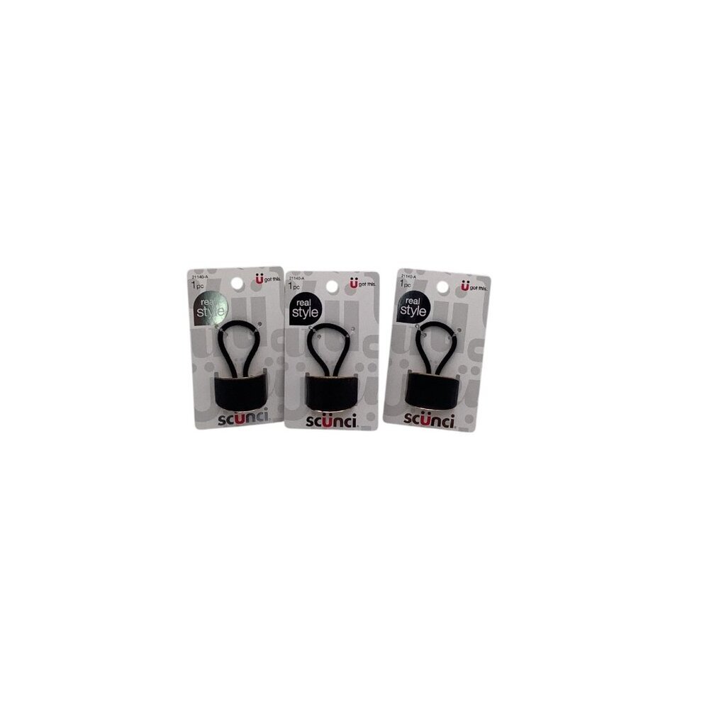 Scunci Real Style Black Ponytail Hair Cuff Lot of 3 21140-A Accessories Black‎